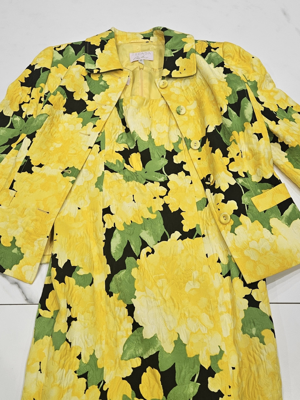 Vintage Escada Conture Yellow Floral Jacket & Dress Set